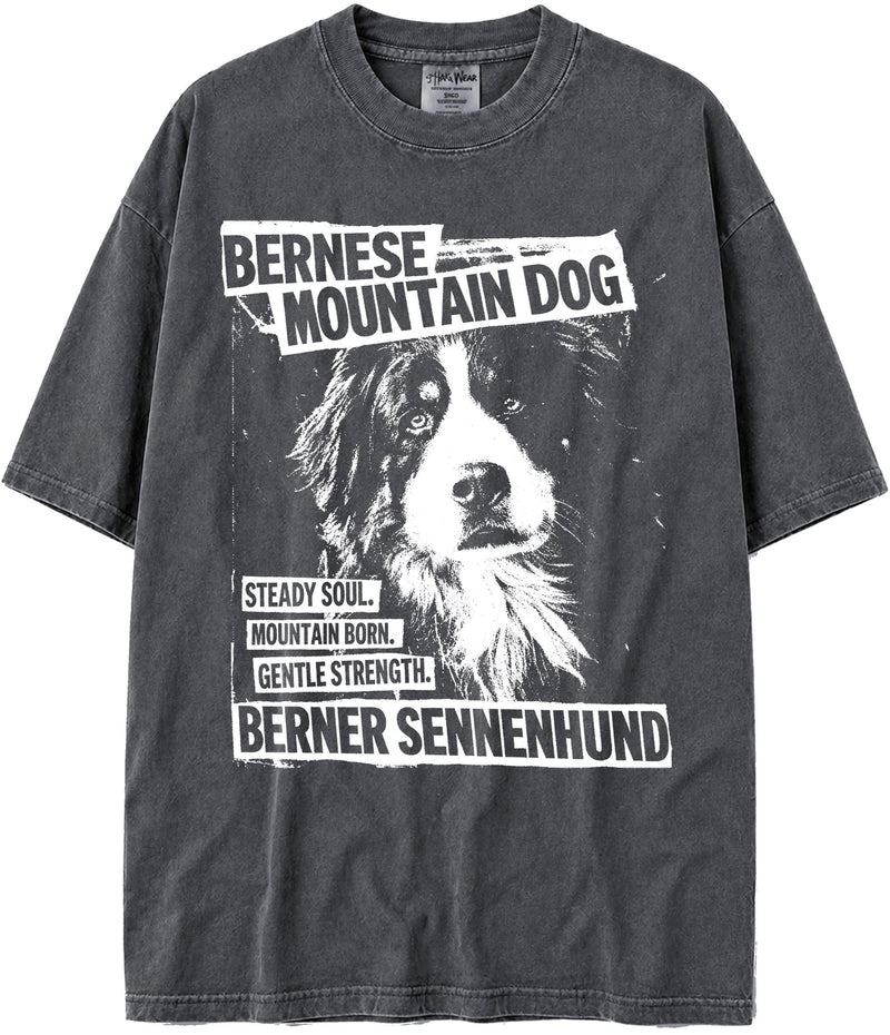 BABATEES U.S.A. MAX-Heavyweight Punk Rock Animals Shaka Wear Oversized 7.5oz Cotton Tshirt - Bernese Mountain Dog