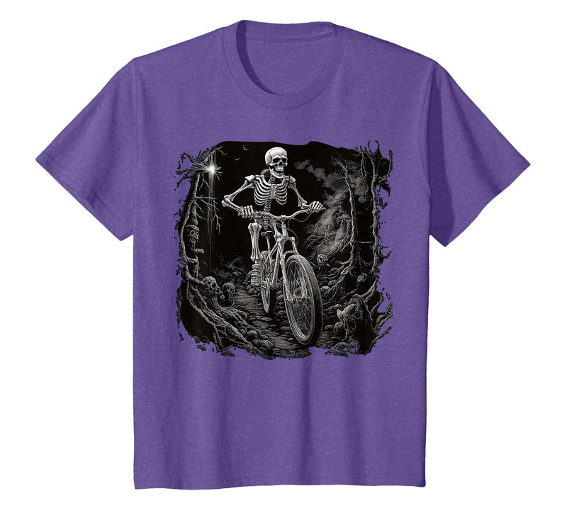 Scary Cyclist Skeleton Gifts Cycling Skeleton Mountain MTB Bicycle Cyclist Skeleton T-Shirt - Purple Heather