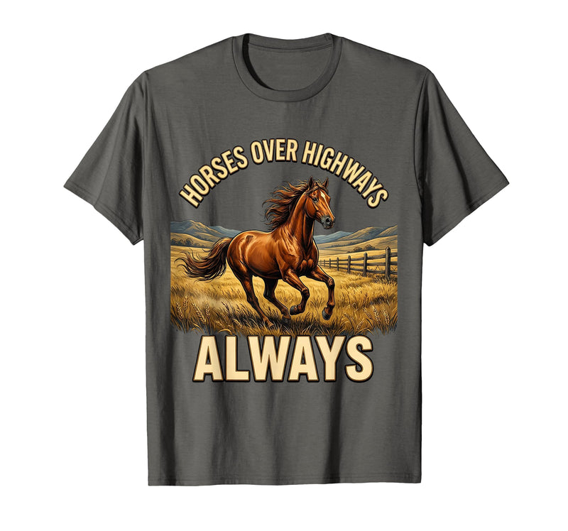 Mademark Horses Over Highways Always Equestrian Design T-Shirt - Men - Asphalt Grey