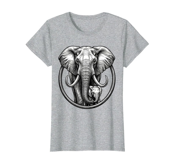 Mademark Mama Elephant and Baby Graphic Tee T-Shirt - Women - Heather Grey