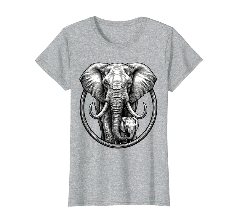 Mademark Mama Elephant and Baby Graphic Tee T-Shirt - Women - Heather Grey
