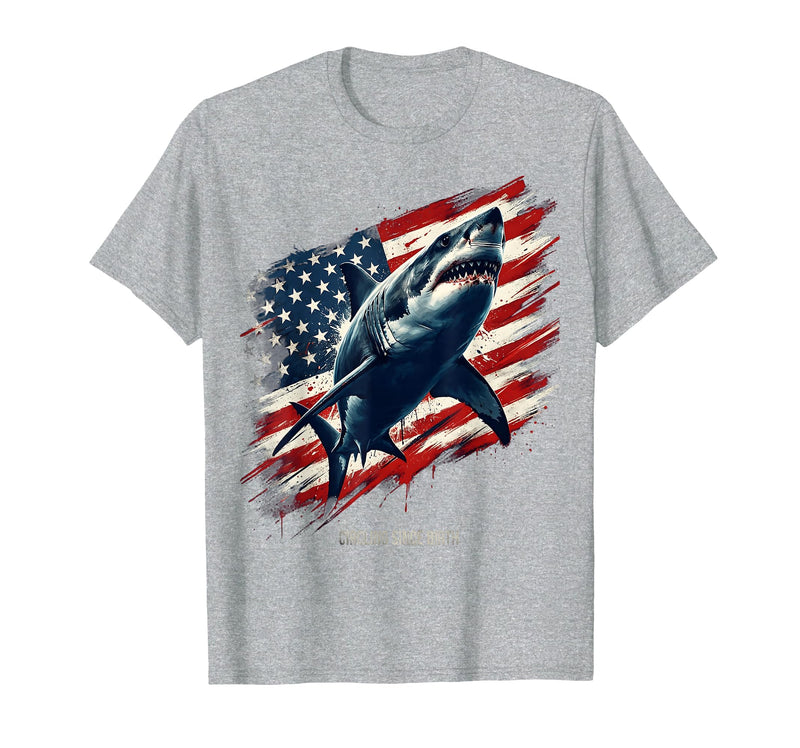 Mademark Circling Since Birth Shark Graphic Design T-Shirt - Heather Grey