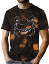 CAZYCHILD Halloween Shirts for Men Funny Halloween Pumpkin Shirt Dancing Skeleton Tee - Black