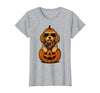 Funny Retro Maltipoo mom Halloween Spooky Cavapoo Pumpkin Halloween Doodle Dog Lover T-Shirt - Heather Grey