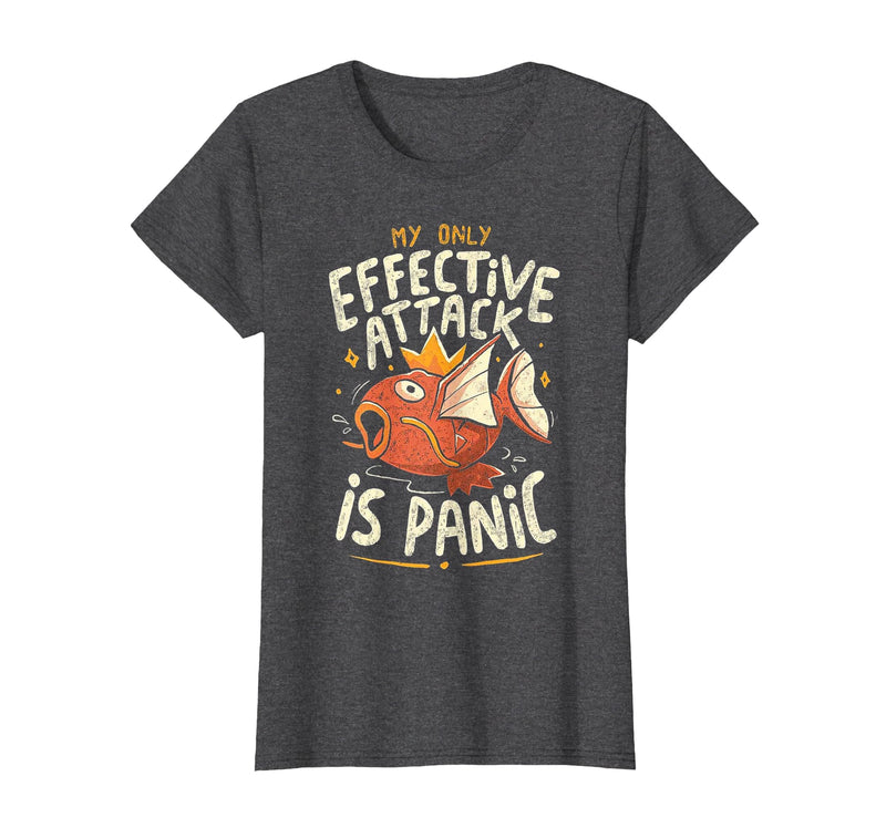 Funny My Only Effective Attack Is Panic Tee Shirt Fish My Only Effective Attack is Panic T-Shirt - Dark Heather Grey