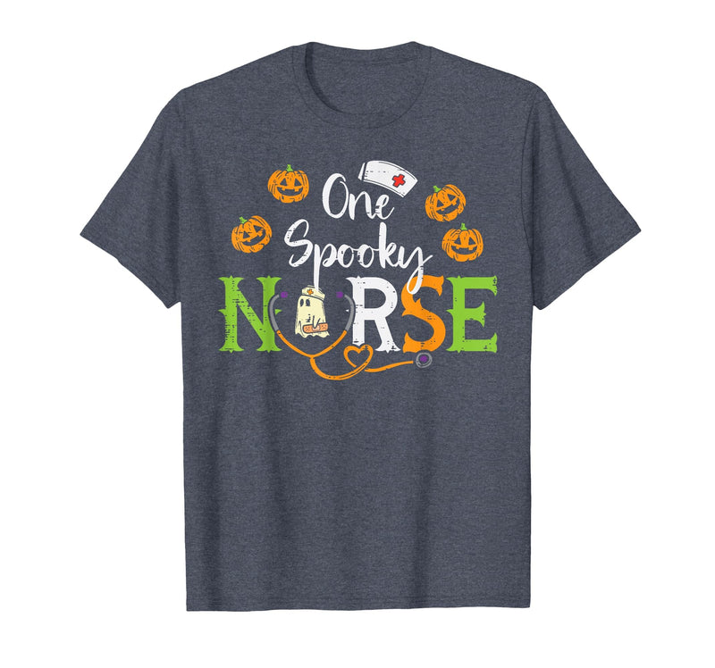 Halloween Nurse Shirts For Women Scrub Costumes One Spooky Nurse Ghost Stethoscope Halloween Costume Nursing T-Shirt -