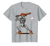 Funny Halloween Skeleton Sports Boys Costume Baseball Skeleton Spooky Boys Halloween Baseball Player T-Shirt - Heather Grey