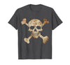 Halloween Designs. Pirate Flag Skull and Crossbones Skeleton Graphic Halloween T-Shirt - Dark Heather Grey