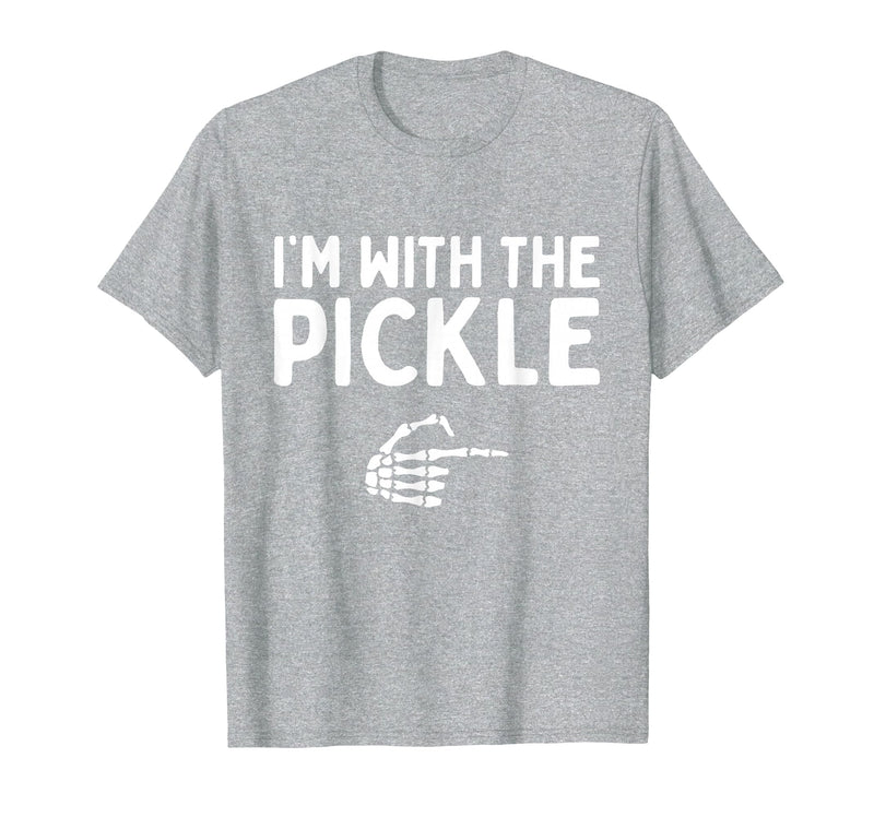Funny Halloween Costume Holiday Party Gift I'm with The Pickle Funny Halloween Costume Matching Couples T-Shirt - Heather