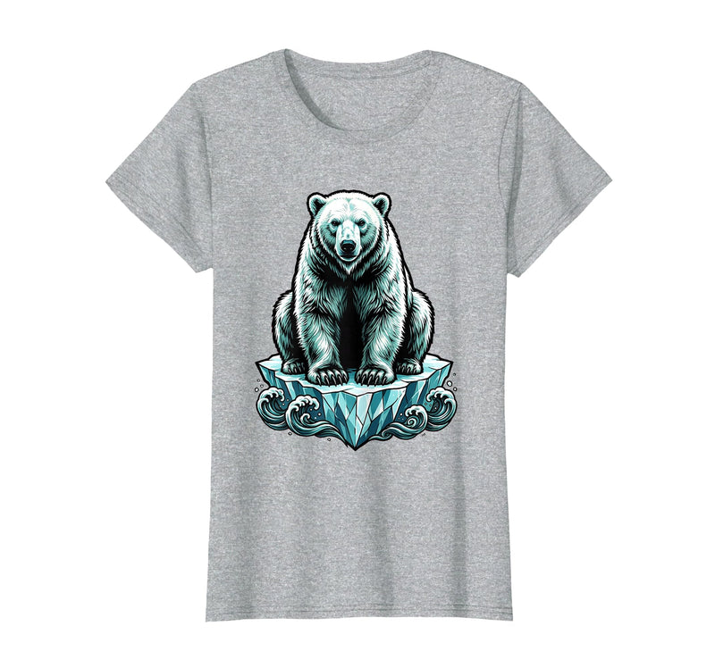 Mademark Polar Bear Lone Ice Floe Arctic Drift Illustration T-Shirt - Heather Grey