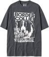 BABATEES U.S.A. MAX-Heavyweight Punk Rock Animals Shaka Wear Oversized 7.5oz Cotton Tshirt - Border Collie