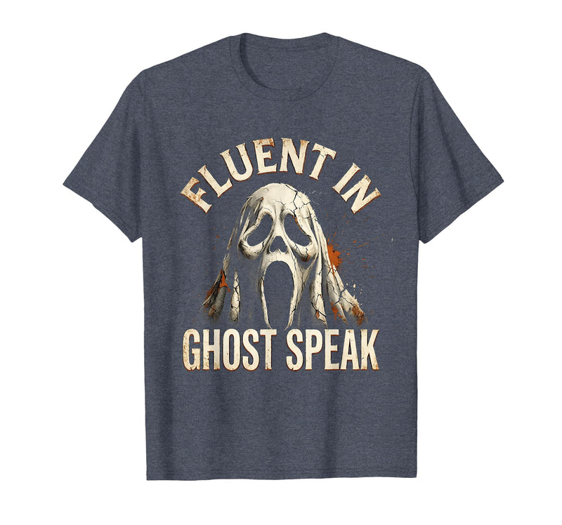 Mademark Ghost & Spirits - Ghost (99 Problems All) T-Shirt - Heather Blue-fluent in Ghost Speak
