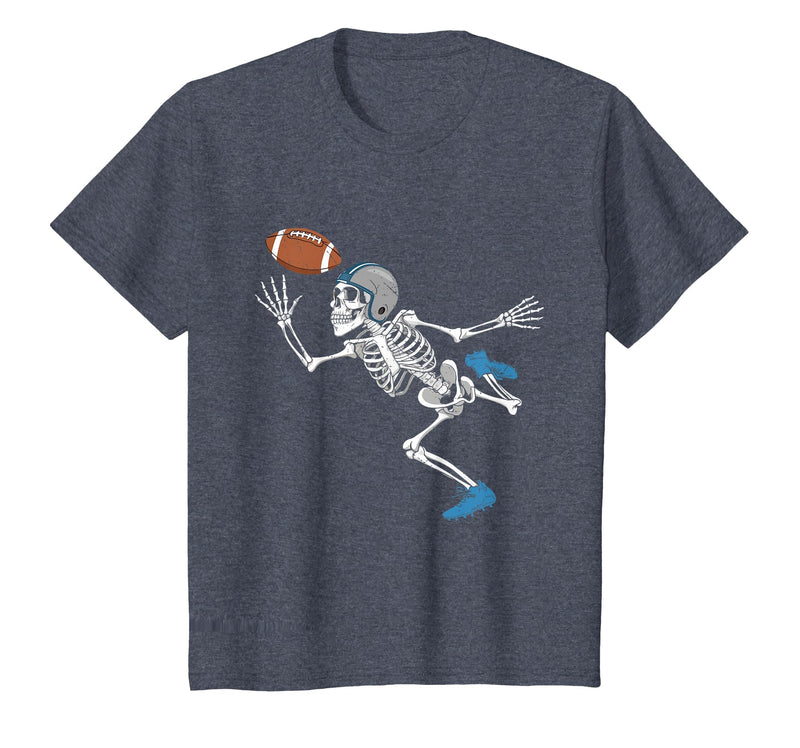 Halloween Shirts Women Men Kids Football Skeleton Halloween Player Catcher Mens Boys Kids T-Shirt - Heather Blue