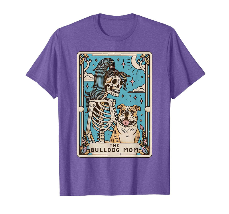 The Bulldog Mom Tarot Card Halloween Women Men Kid Retro Funny The Bulldog Mom Tarot Card Skeleton Halloween T-Shirt -