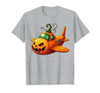 Funny Halloween Airplane Costume for Kid Boy Funny Airplane Pumpkin Pilot Lovers Halloween Mens Boys Kids T-Shirt - Heather