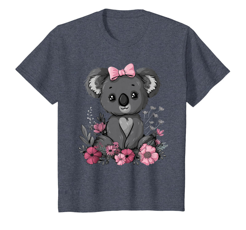 We Love Koalas - Kids Apparel Co. Koala Kawaii Koala Bear Pink Bow Flowers Girls Kids T-Shirt - Heather Blue