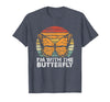 Im With Butterfly Halloween Costume Party Gift I'm with Butterfly Halloween Costume Matching Couples Party T-Shirt - Heather