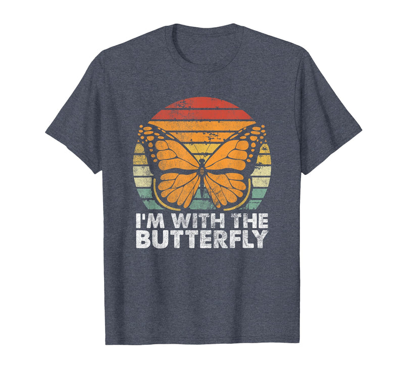 Im With Butterfly Halloween Costume Party Gift I'm with Butterfly Halloween Costume Matching Couples Party T-Shirt - Heather