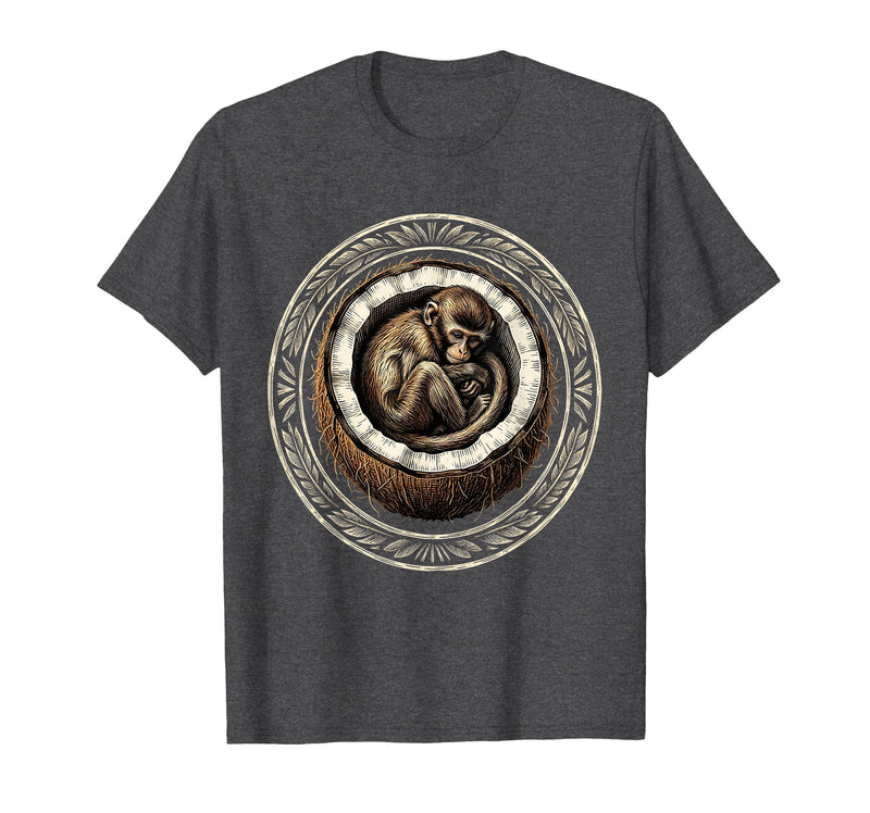 Mademark Cozy Monkey Curled in a Coconut Shell T-Shirt - Men - Dark Heather Grey