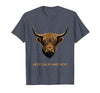 Mademark Keep Calm and Moo Highland Cow Design T-Shirt - Heather Blue