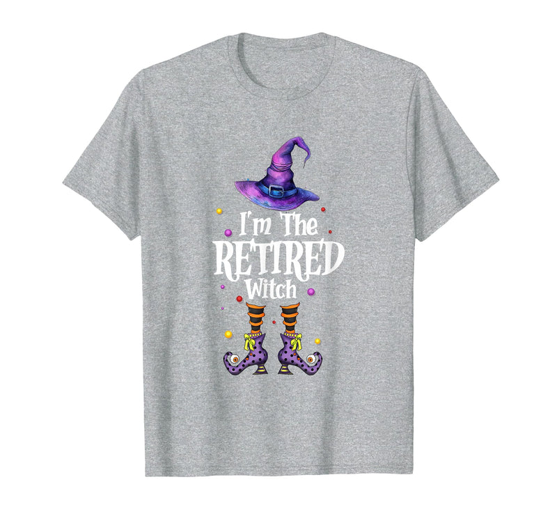 Funny Quote Horror Costume Party Family Friends I'm The Retired Witch Spooky Scary Halloween Retiree Women T-Shirt - Heather