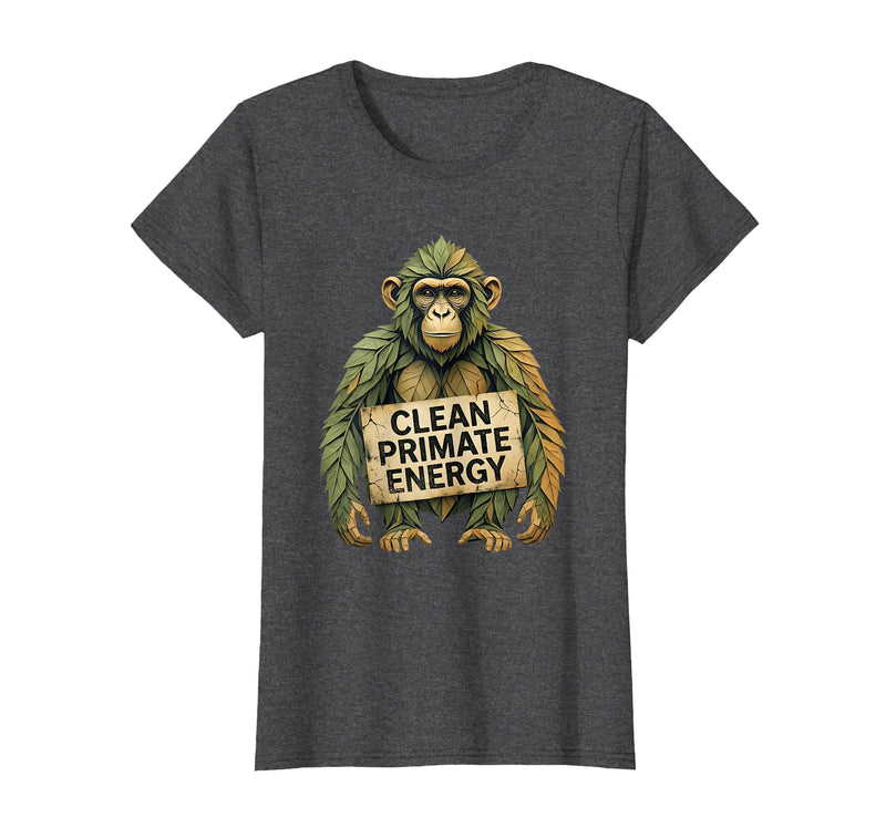 Mademark Clean Primate Energy Monkey Sober Men Design T-Shirt - Women - Dark Heather Grey