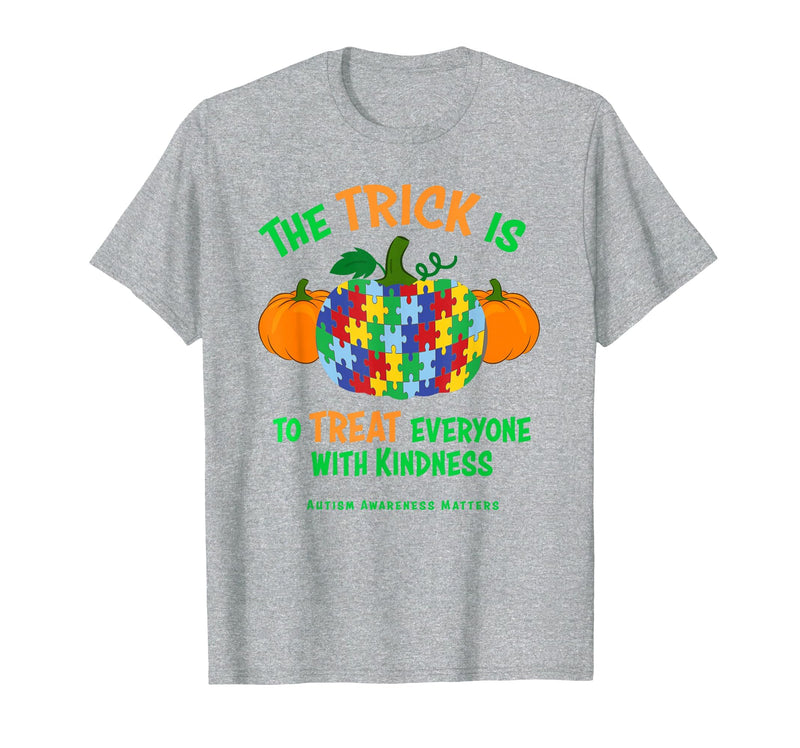 Presto Autism Awareness Halloween October Pumpkin Autism Awareness Halloween Fall October Puzzle Pumpkin T-Shirt - Heather