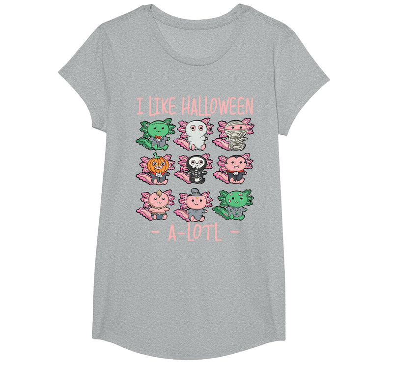 Cute Halloween Axolotl Scary Costumes Apparel Co Funny Axolotl I Like Halloween A-Lotl Axolotl Halloween T-Shirt - Heather
