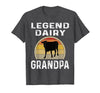 Funny Dairy Farmer Gifts Legend Dairy Grandpa Retro Sunset Cow Farming Funny Cattle T-Shirt - Dark Heather Grey