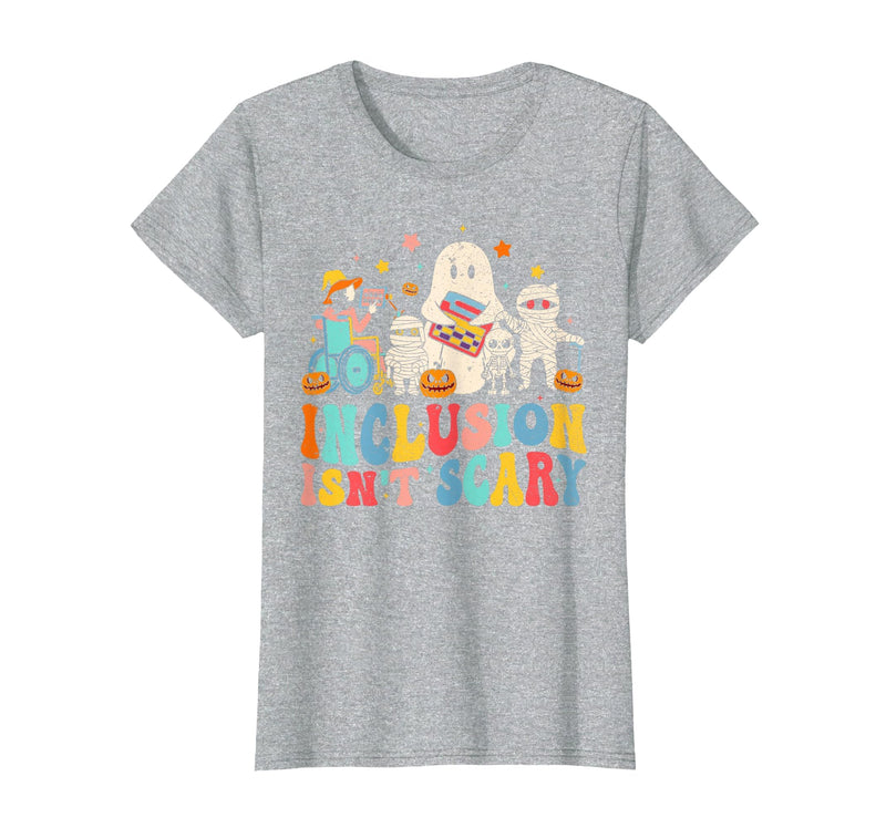 Inclusion Matters Tees Halloween Sped Teacher Kids Inclusion Isn't Scary Ghost Mummy Halloween SLP Sped Teacher T-Shirt -