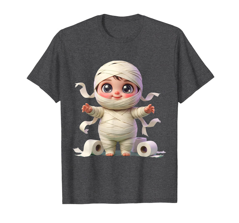 Mademark Kids Halloween Mummy Wrapped in Toilet Paper T-Shirt - Dark Heather Grey