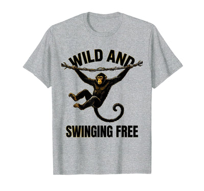 Wild and Swinging Free Monkey Graphic Design T-Shirt - Men