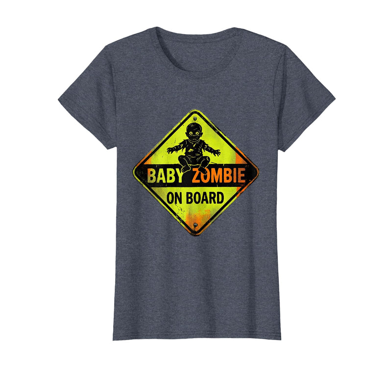 Mademark Baby Zombie On Board Pregnant Halloween Design T-Shirt - Heather Blue