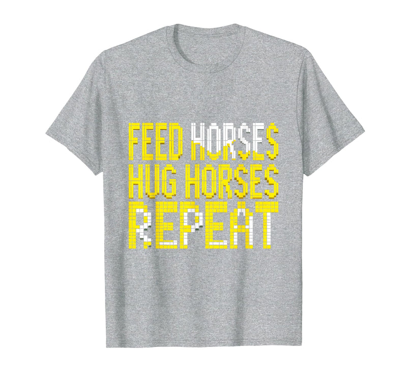 Mademark Feed Horses Hug Horses Repeat Riding Design T-Shirt - Men - Heather Grey