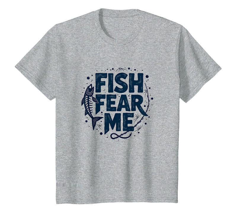 Mademark Fish Fear Me Funny Fishing for Men Angler Humor Quote T-Shirt - Heather Grey
