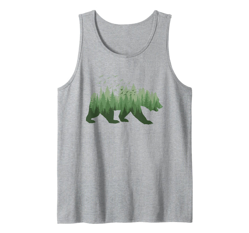 Outdoor Nature Forest Animal Gifts Nature Forest Wildlife Trees Wild Animal Bear Tank Top - Heather Grey