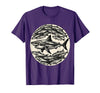 Mademark Sardines Forming Shark Silhouette Fish Art T-Shirt - Purple