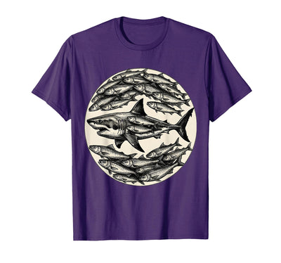 Sardines Forming Shark Silhouette Fish Art T-Shirt