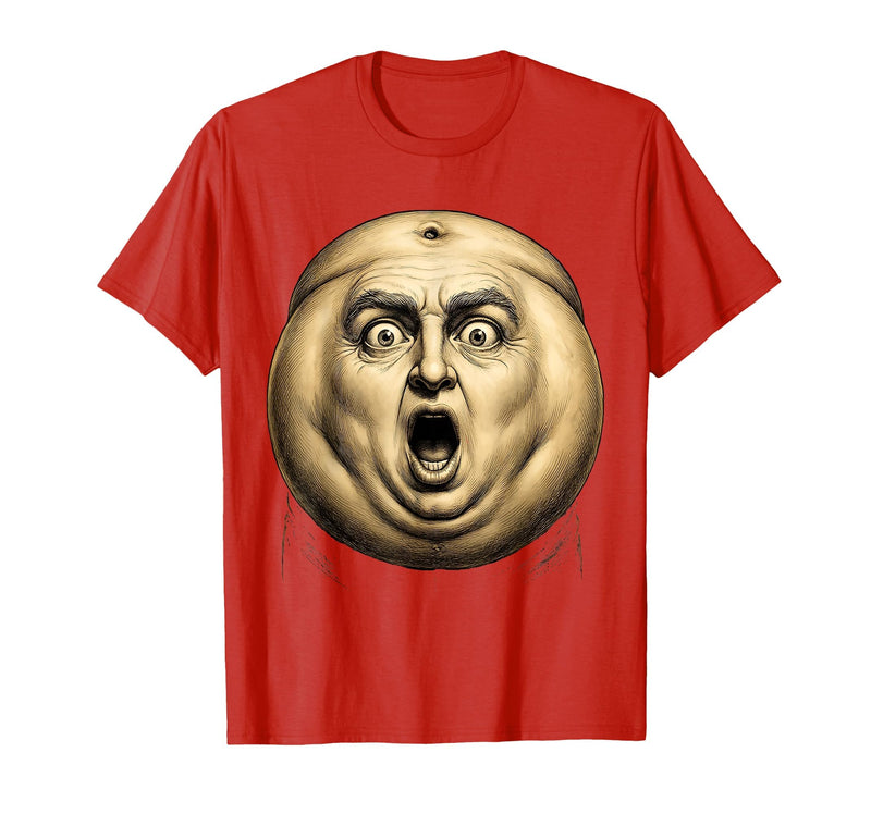 Mademark Belly Button Surprised Cartoon Face Funny Graphic T-Shirt - Men - Red