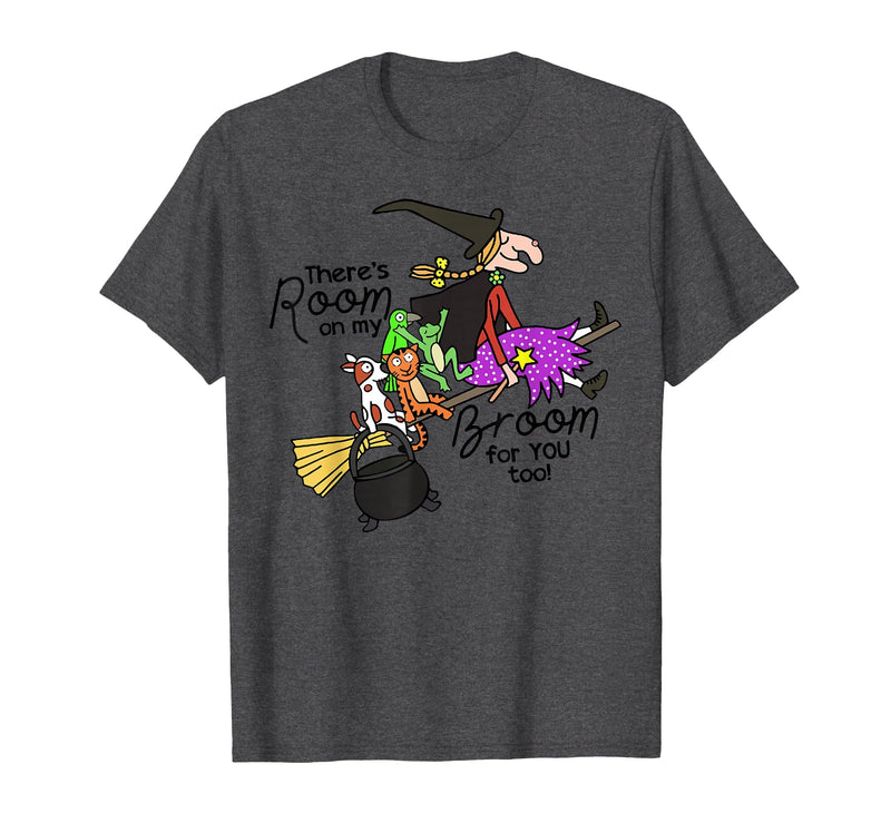 Funny Teacher Witch Tee Shirt There's Room On My Broom for You Too Teacher T-Shirt - Dark Heather Grey