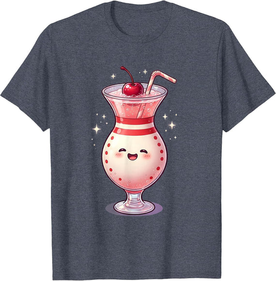 Bowling Pin Cocktail Glass Funny Bowling Graphic T-Shirt - Heather Blue