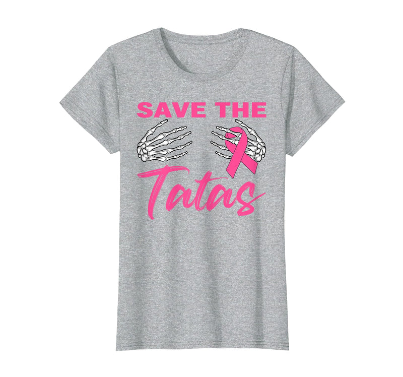 Amb Breast Cancer Awareness Month Warrior Survivor Save The Tatas Breast Cancer Pink Ribbon Skeleton Halloween T-Shirt -
