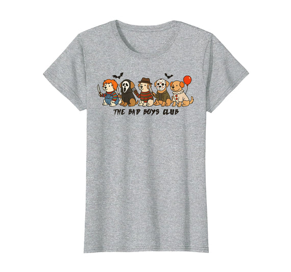 Funny Horror Movie Dogs Shirt For Dog Lovers Funny Dogs in Costumes, Horror Movie Dogs, Halloween Dog T-Shirt - Heather Grey