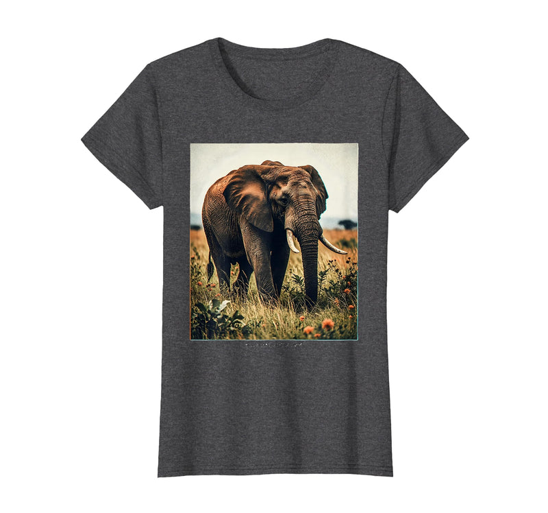 Mademark Wild Heart, Gentle Giant Elephant Nature Design T-Shirt - Women - Dark Heather Grey