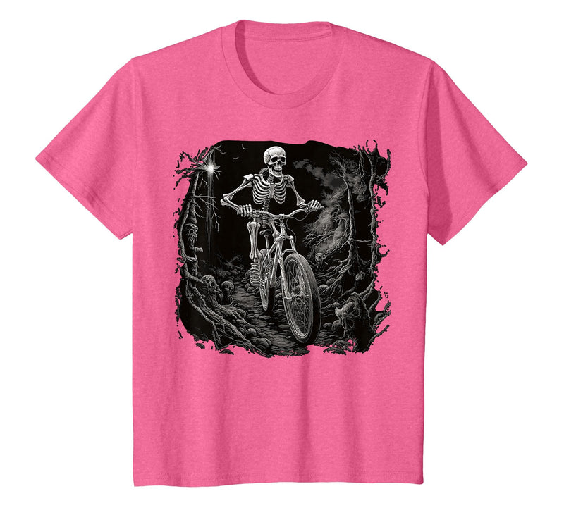 Scary Cyclist Skeleton Gifts Cycling Skeleton Mountain MTB Bicycle Cyclist Skeleton T-Shirt - Pink Heather