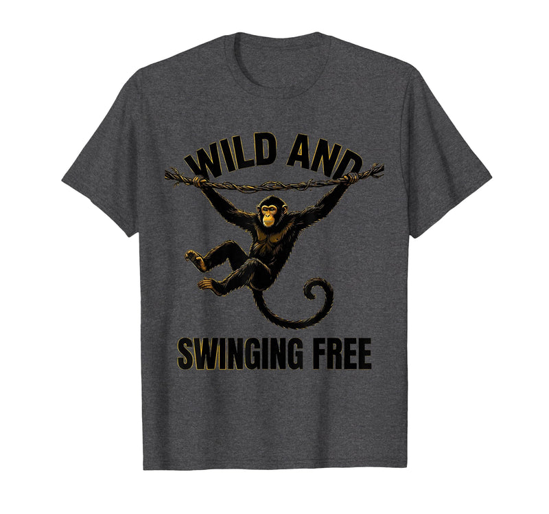 Mademark Wild and Swinging Free Monkey Graphic Design T-Shirt - Men - Dark Heather Grey