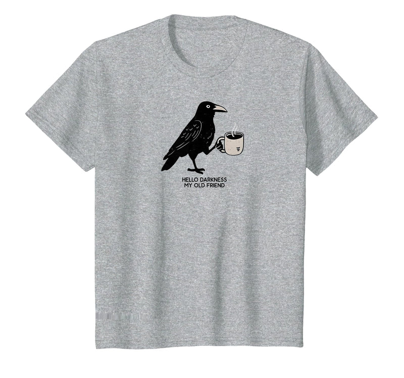 Hello Darkness My Old Friend Crow Coffee Halloween Hello Darkness My Old Friend Crow Coffee Spooky Halloween T-Shirt -