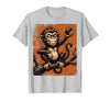 Mademark Smug Monkey Throwing Poop Funny Graphic T-Shirt - Men - Silver Grey