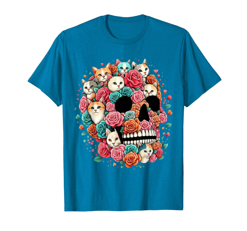TS - SHOP - Kitty Skeleton Halloween Costume Idea Cat Skull - Kitty Skeleton Halloween Costume Idea T-Shirt - Sapphire Blue