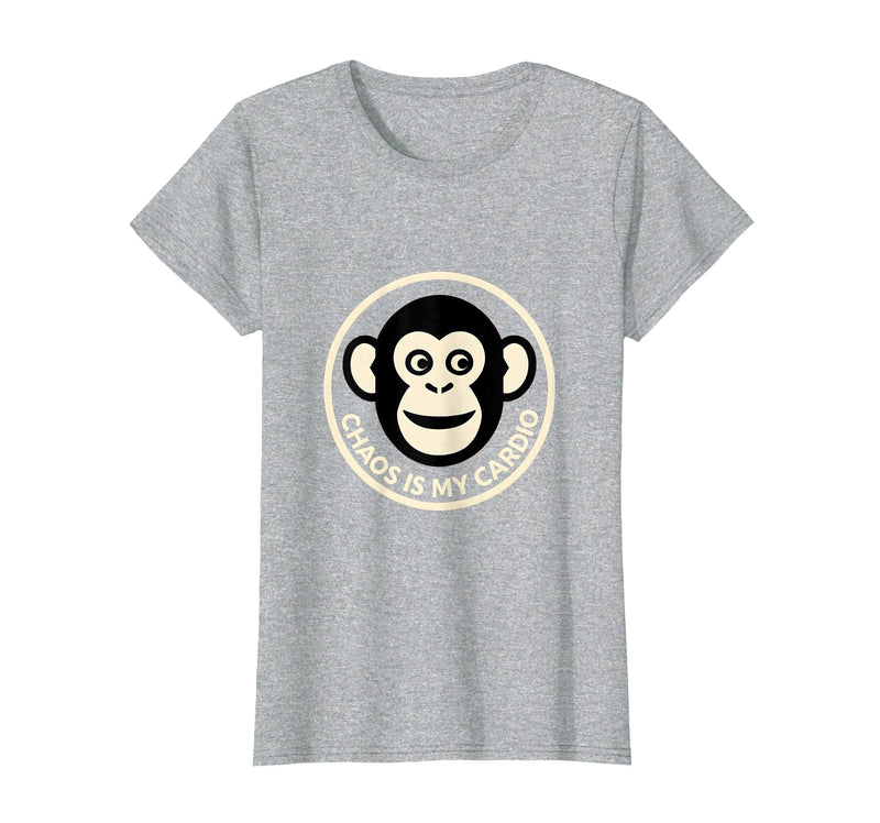 Mademark Chaos Is My Cardio Funny Monkey Design T-Shirt - Women - Heather Grey